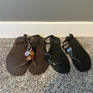 Embellished Sandals Brown and Black